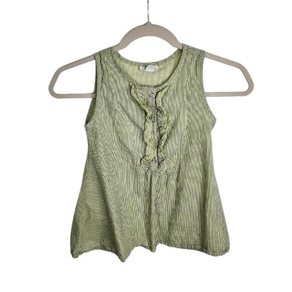 Naartjie Kids Sleeveless Cotton Striped Ruffle Top Green Girls XL 7 Years‎ - Picture 1 of 8